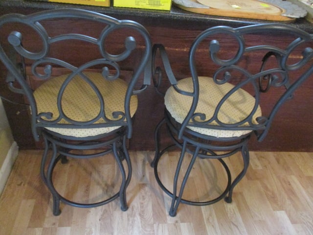 Pair of Wrought Iron Swiveling Bar Chairs - 6
