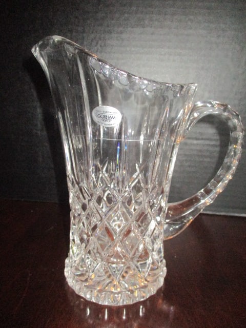 Gorham Crystal Pitcher: 8 1/4"h, has foil sticker