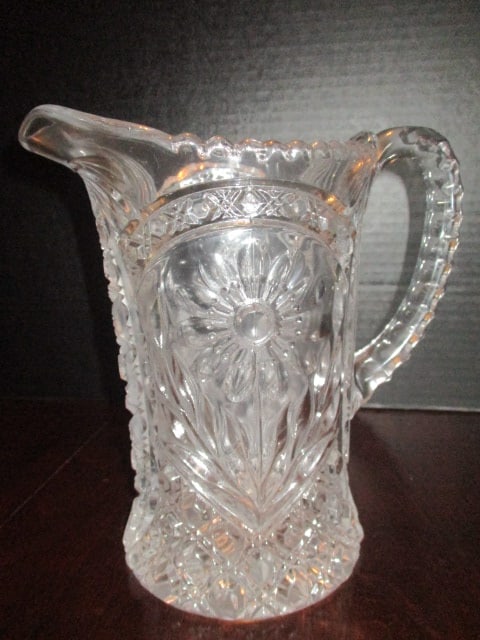 Heavy Vintage Pressed Glass Pitcher (1 of 3)