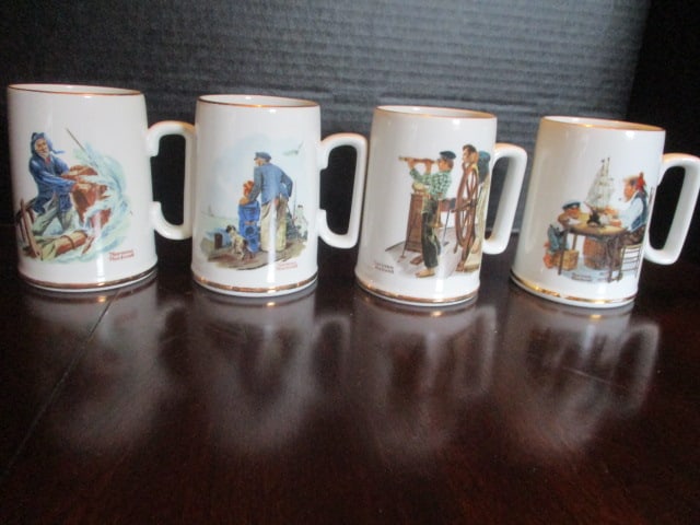 Four 1985 The Norman Rockwell Museum Mugs: 4 1/2"