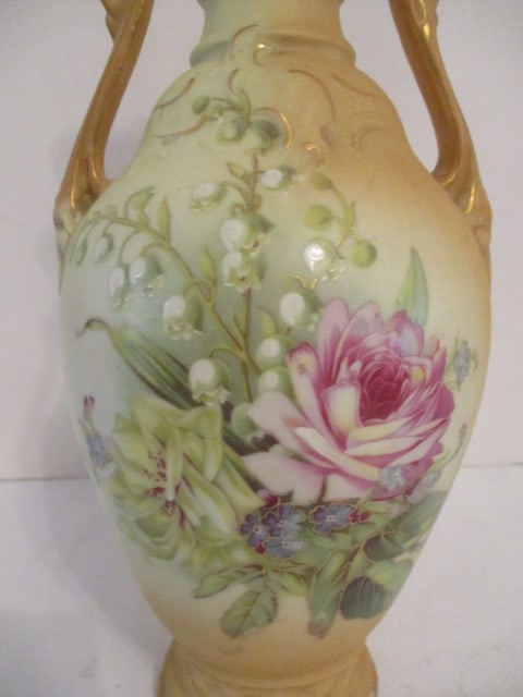 Vintage RH Royal Winton Handpainted Porcelain Double Handle Urn Vase - 2