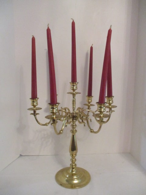 Baldwin Brass 7 Lite Candelabra: approx. 14 1/2"dia x 16"(measurements does not include taper candles)