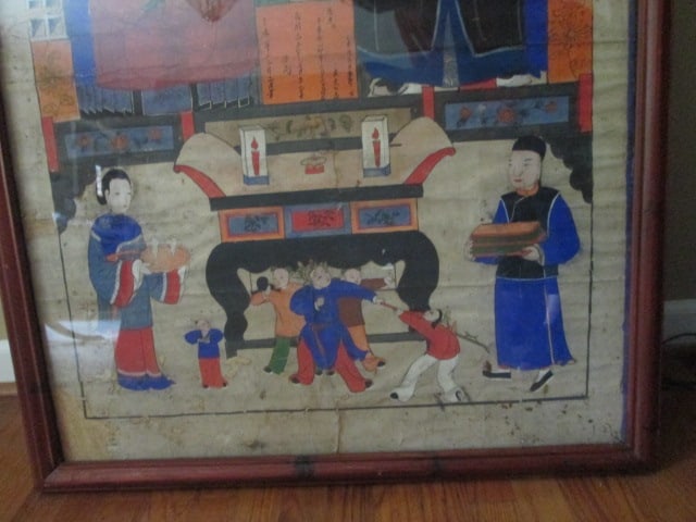 Antique Chinese Ink & Color Wash "Ancestor Portrait" Painting with Appraisal Certificate - 4