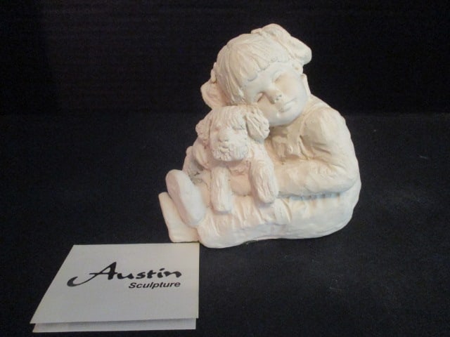 Austin Sculpture The Baby Bright Eyes Collection by Dee Crowley "Puppy Love III" Statue: 4 3/4"h, has description card