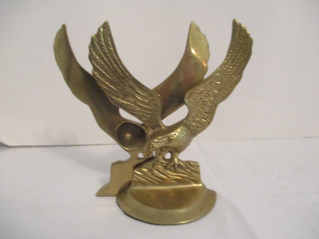 Pair of Brass Eagle Bookends: 6 1/4"h