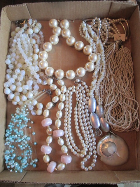 Faux Pearl, Ivory Tone Beaded Necklaces and Bracelet: see pictures and preview for selection