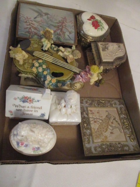 Eight Musical Figurines and Trinket Boxes: all wind and play