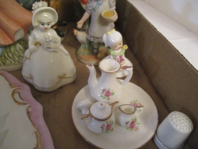 Porcelain Figurines, Miniature Tea Sets and Handpainted Plates - 6