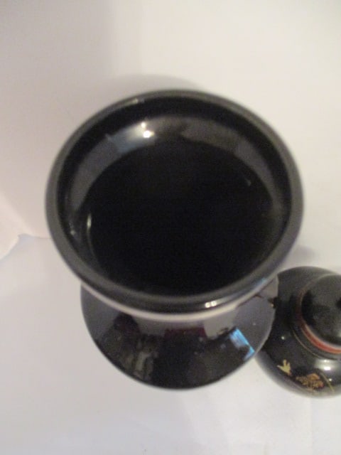 Black Chinoiserie Vase and Ginger Jar with Chinese Pheasant Motif - 3
