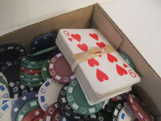 Grouping of Old Poker Chips and Playing Cards - 3
