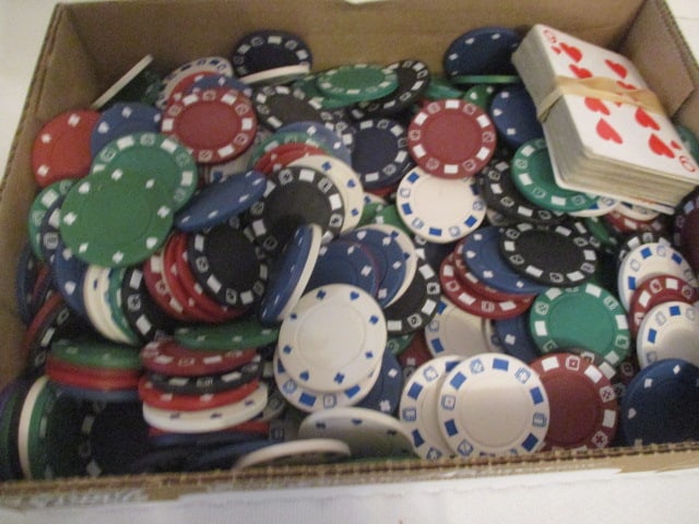 Grouping of Old Poker Chips and Playing Cards - 4