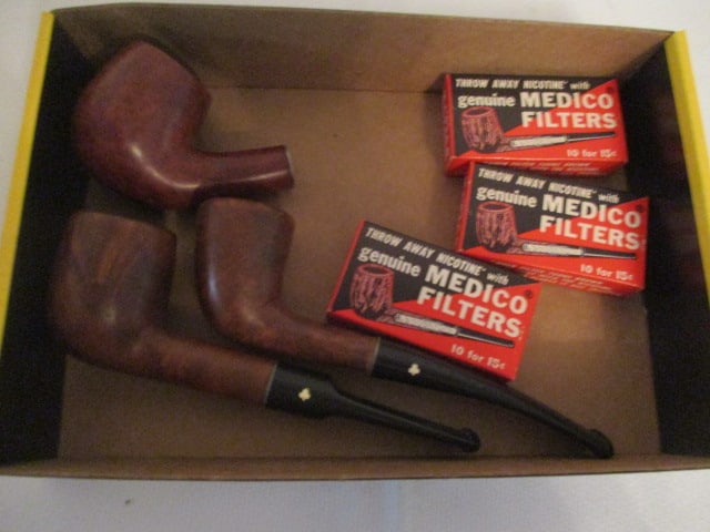 Three Kaywoodie Tobacco Pipes and Three Boxes of Medico Filters (1 of 3)