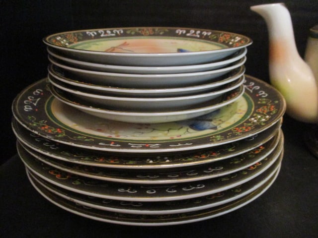 Vintage Old Nippon Dragonfly/Butterfly Japanese Porcelain Tea and Luncheaon Set - 2