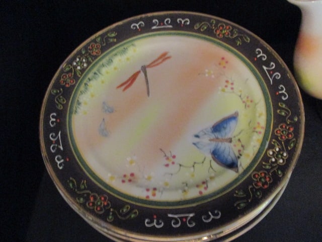 Vintage Old Nippon Dragonfly/Butterfly Japanese Porcelain Tea and Luncheaon Set - 4