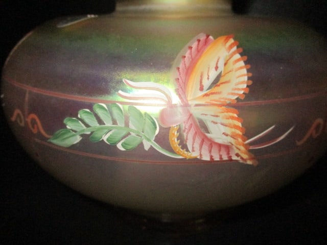 Fenton Handpainted Millennium Collection Butterfly Iridescent Vase - 3