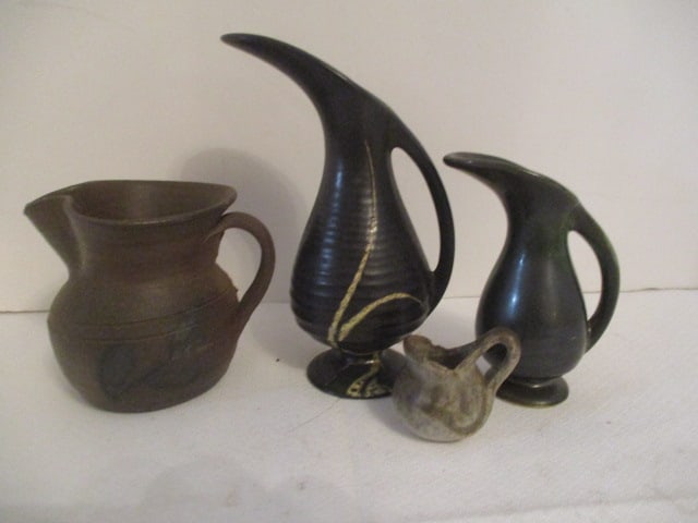 Old Pottery Creamers: Monticello, Va., Germany, Holland(repaired foot)