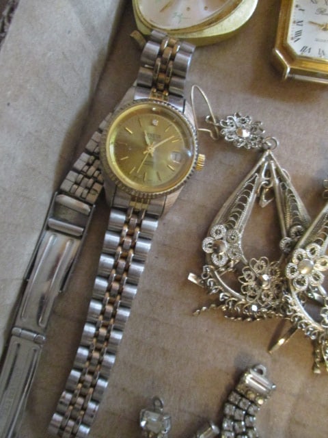 Vintage Rhinestone Necklace and Earring Set, Geneva Ladies Watch, Wittnauer "Maytag" - 3
