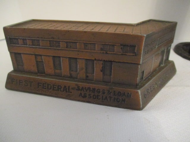 Old Tube Slot Coin Sorter and Greenville SC First Federal Advertisement Coin Bank - 3