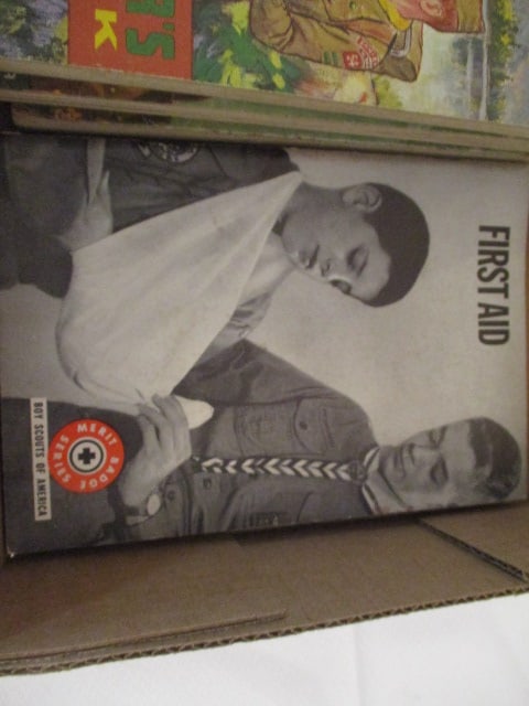 Five 1960's Boy Scouts of America Leader and Scout Handbooks and Three Pins - 4
