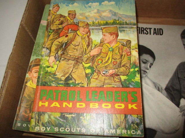 Five 1960's Boy Scouts of America Leader and Scout Handbooks and Three Pins - 5