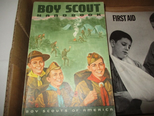 Five 1960's Boy Scouts of America Leader and Scout Handbooks and Three Pins - 6