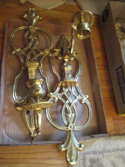 Pair of Brass Candle Sconces: 15 1/2"h