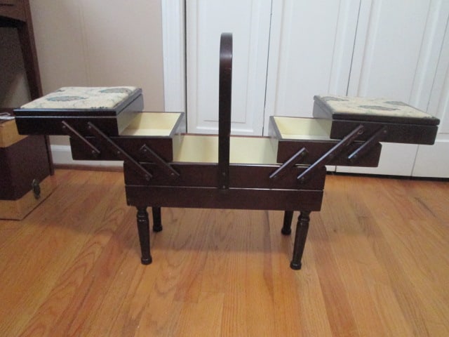 The Powell Collection Model 894F Fold-Out Sewing Cabinet: (closed)37 1/2"(open) x 10" x 22 1/2",
