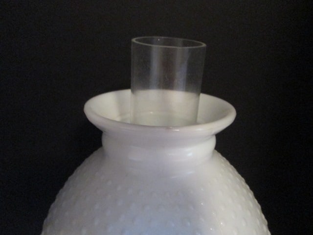 Handpainted Electric Turn Key Hurricane Style Table Lamp with Hobnail Milk Glass Shade - 4