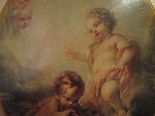 Vintage Oval Italian Romantic Putti(Cherub) Scene Wall Plaque - 2
