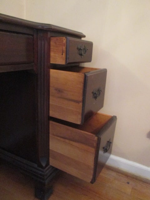 Vintage Mahogany Vanity with Stand Mirror and Bench Stool - 10
