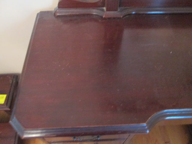 Vintage Mahogany Vanity with Stand Mirror and Bench Stool - 12