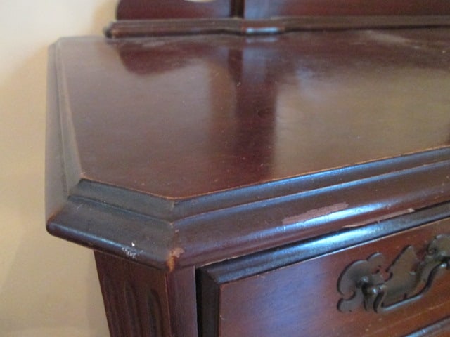 Vintage Mahogany Vanity with Stand Mirror and Bench Stool - 15