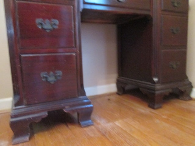 Vintage Mahogany Vanity with Stand Mirror and Bench Stool - 16