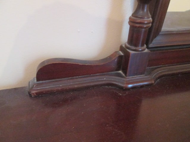 Vintage Mahogany Vanity with Stand Mirror and Bench Stool - 20