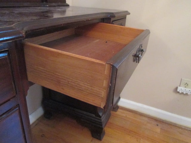 Vintage Mahogany Vanity with Stand Mirror and Bench Stool - 7
