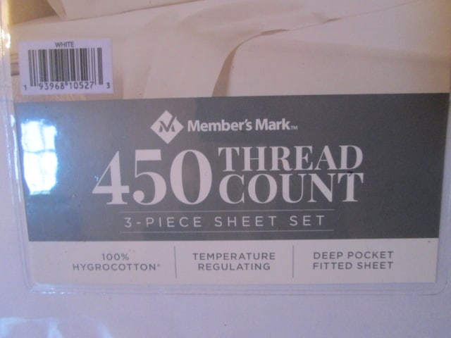 New Old Stock Member's Mark Twin/Twin XL 3 Piece White Sheet Set - 2