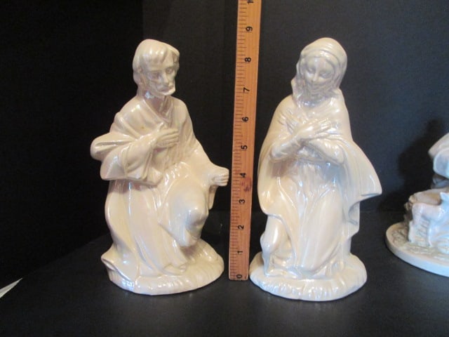 Hand Crafted Ceramic 3 Piece Nativity Set and Two Jesus with Little Children Figures - 6