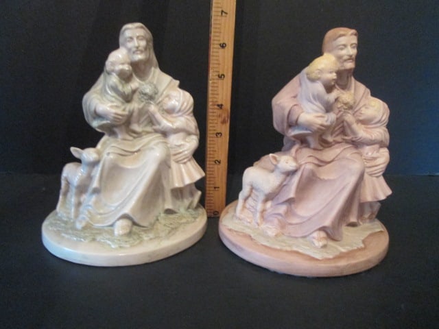 Hand Crafted Ceramic 3 Piece Nativity Set and Two Jesus with Little Children Figures - 8