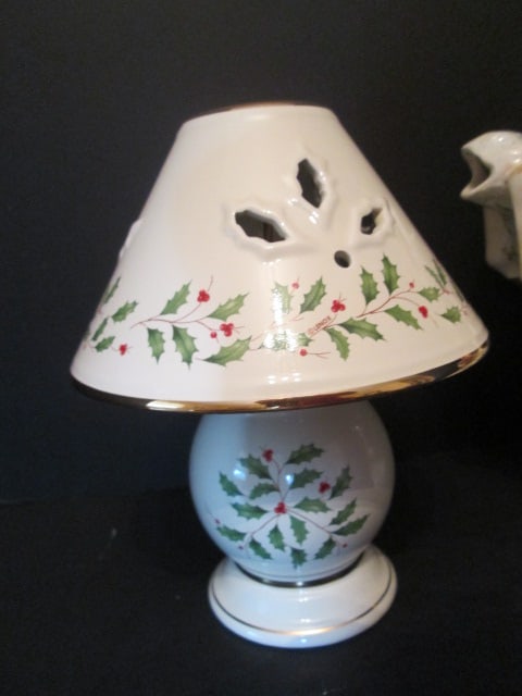 Lenox Holiday Tea Light Lamp and 1995 Omnibus by Fitz & Floyd Elf on Christmas Horse Pitcher - 2