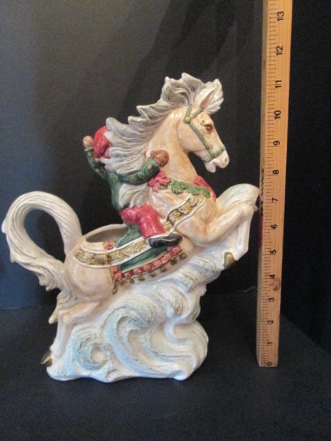 Lenox Holiday Tea Light Lamp and 1995 Omnibus by Fitz & Floyd Elf on Christmas Horse Pitcher - 8