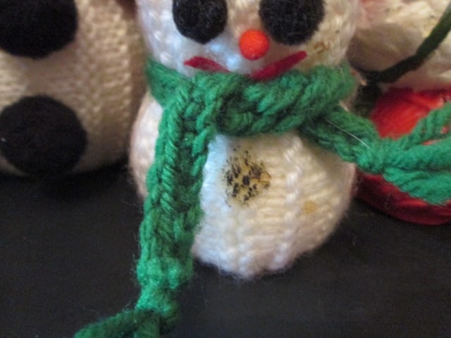 Vintage Hand Crafted Christmas Crocheted Snowman Family, Felt Snowman Couple, - 8