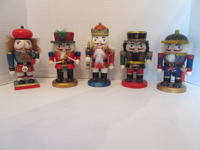 Five Small Handpainted Wooden Nutcrackers: approx. 6 1/2"h