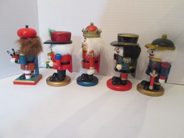 Five Small Handpainted Wooden Nutcrackers - 5