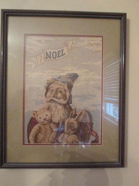 Framed and Matted "Noel" Old World Santa Tapestry Panel: 18 1/4" x 22 1/2"