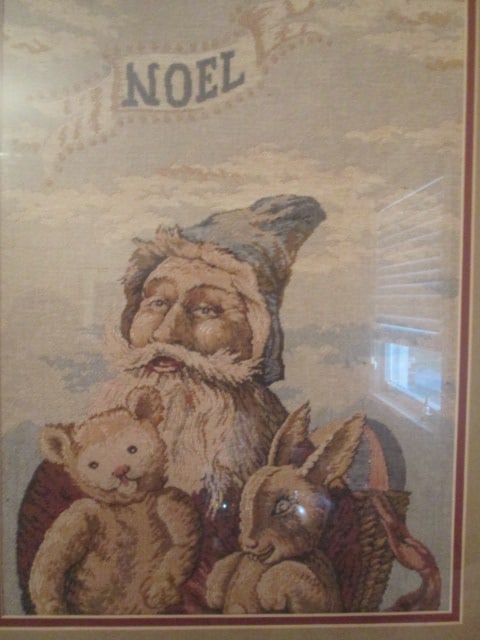 Framed and Matted "Noel" Old World Santa Tapestry Panel - 2