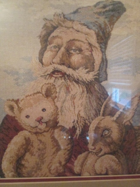 Framed and Matted "Noel" Old World Santa Tapestry Panel - 4