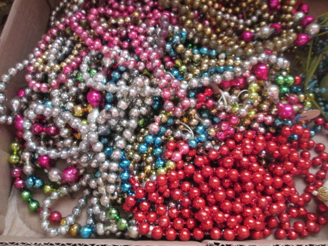 Grouping of Vintage Christmas Beaded Garland, Beaded and Styrofoam Ornaments - 5