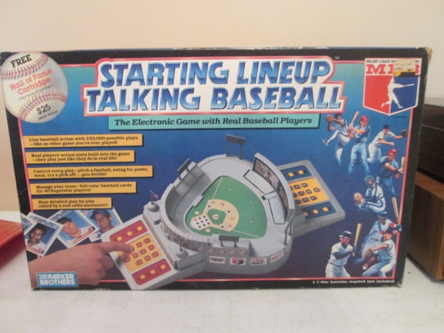 1988 Parker Brothers "Starting Lineup Talking Baseball" Electronic Game in Original Box: appears to have not been used, has instructions and sticker sheets(some stickers are loose from age/storage)