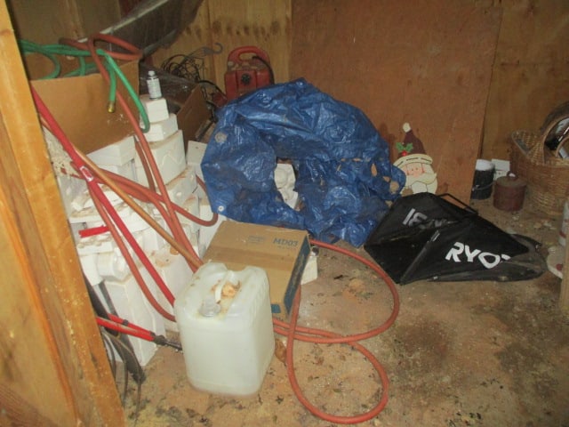 Contents of Carport Storage Building-Large Collection of Crafting Ceramic Mold Forms,: Yard Tools, Baskets, etc. See pictures and preview for selection-Take What You Want, Local Pickup Only