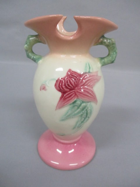 Hull Pottery Gloss Glazed Vase 4" x 7": "Woodland " Pattern W4-6 1/2"